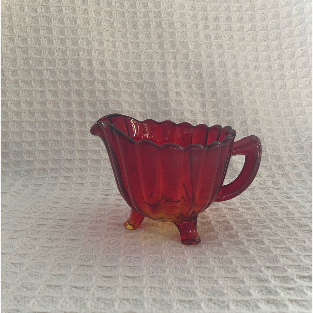Vintage Imperial Glass Amberina Pillar Flute 3 Footed Creamer